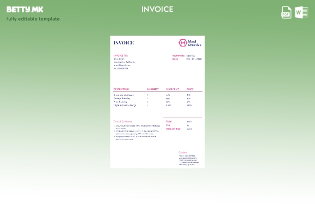 Шаблон за фактура за креативна агенција во модерен стил